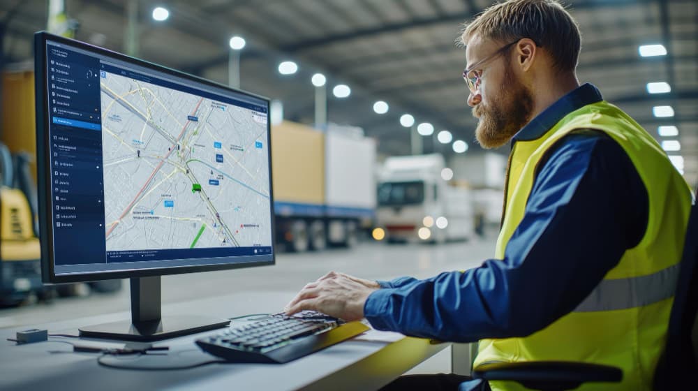 Fleet manager monitoreando vehículos